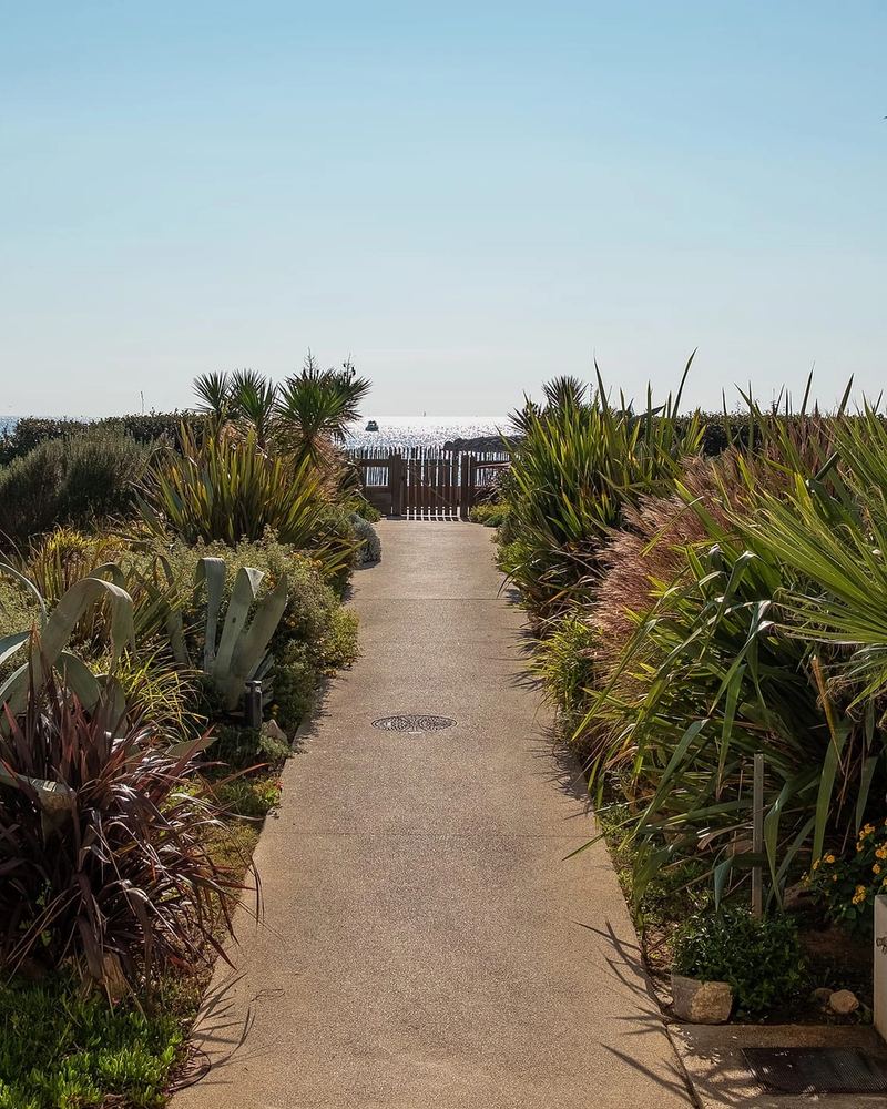 Allée du jardin de la résidence menant à la plage