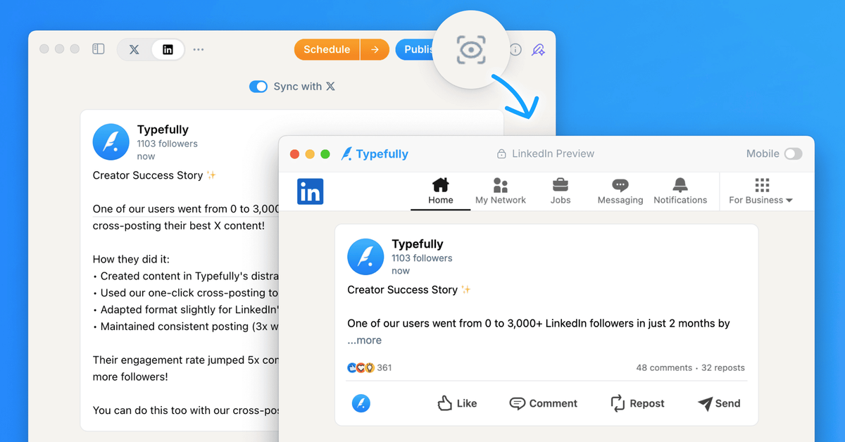 More Accurate Realistic Previews for X and LinkedIn