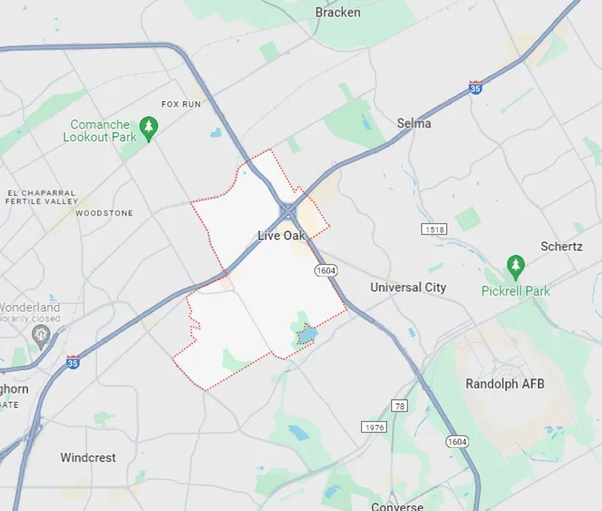 Map of Live Oak