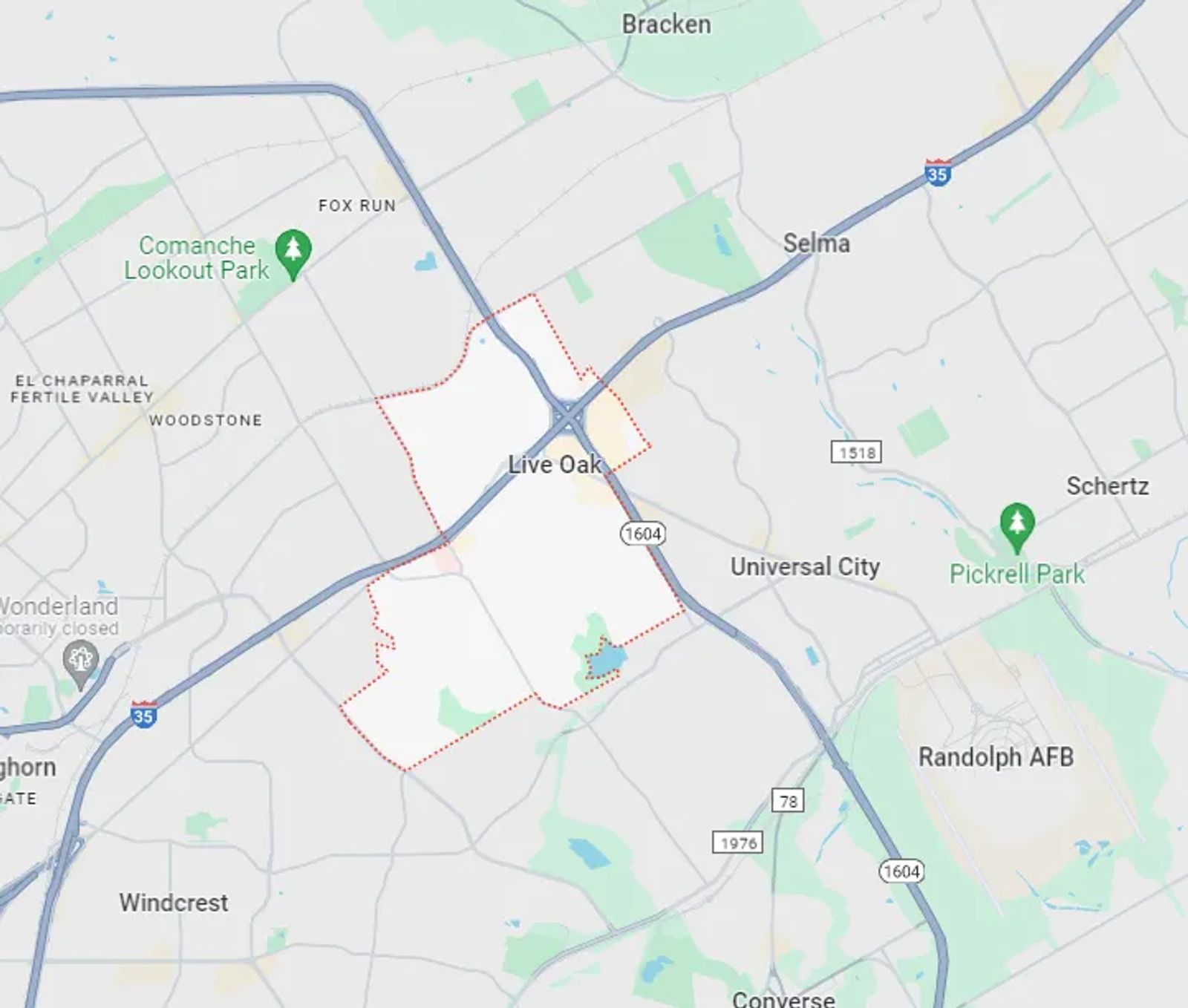 Map of Live Oak