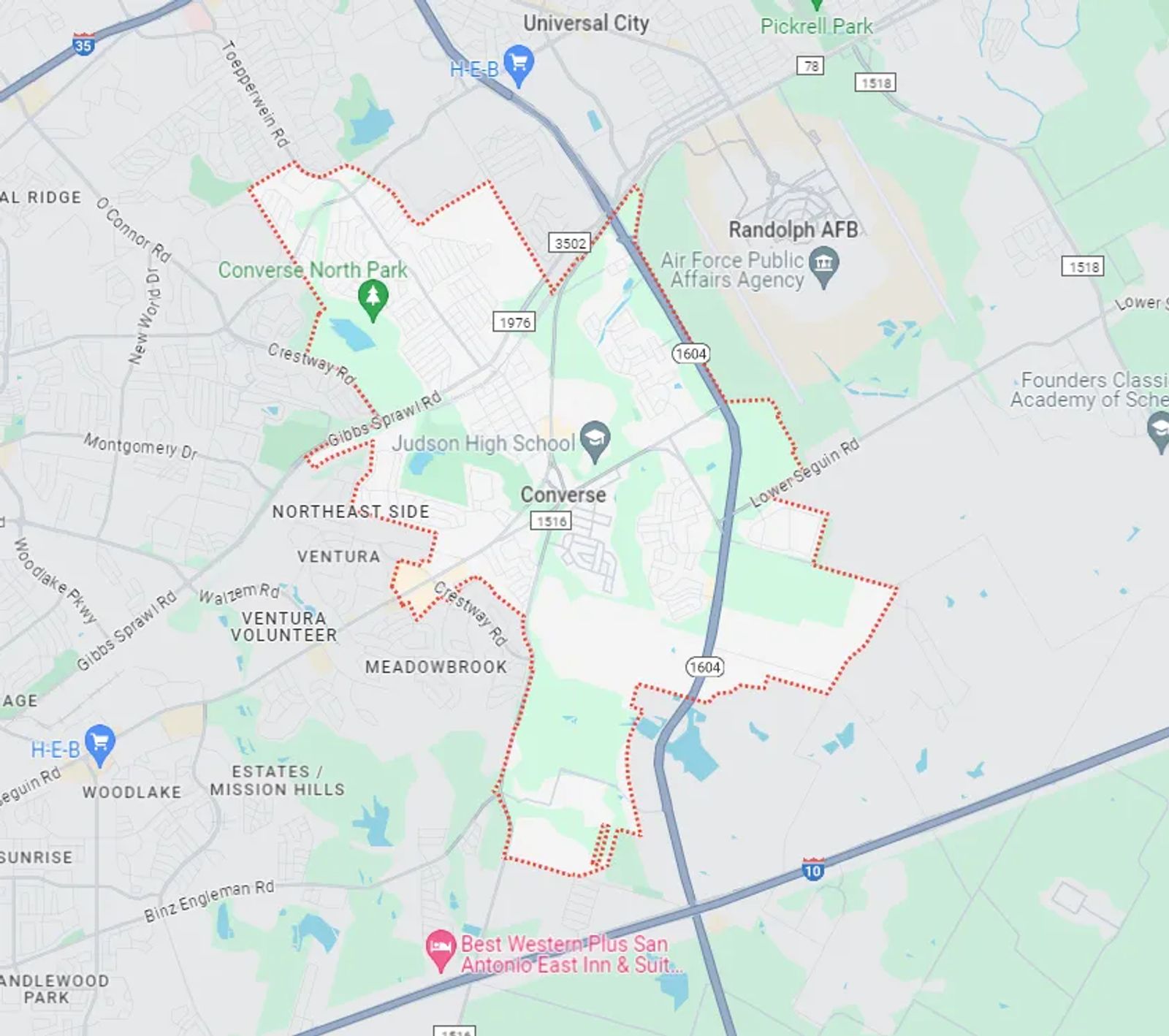 Map of Converse