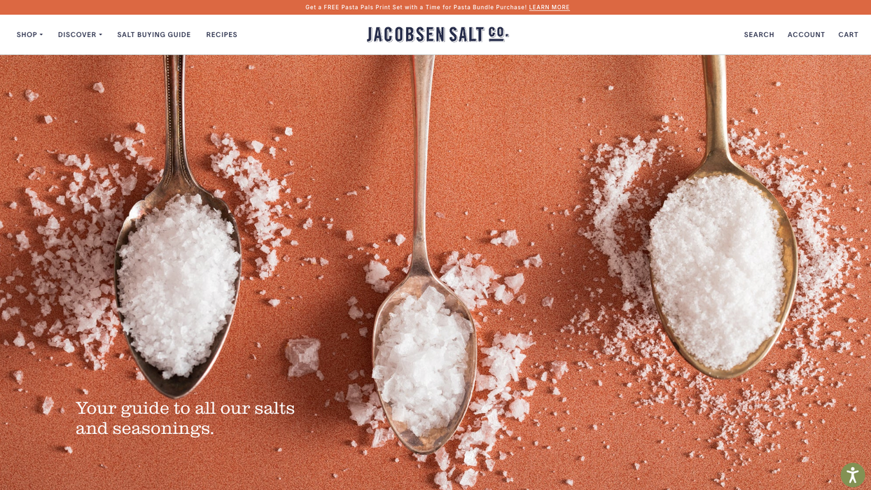 Jacobsen Salt Homepage Screenshot