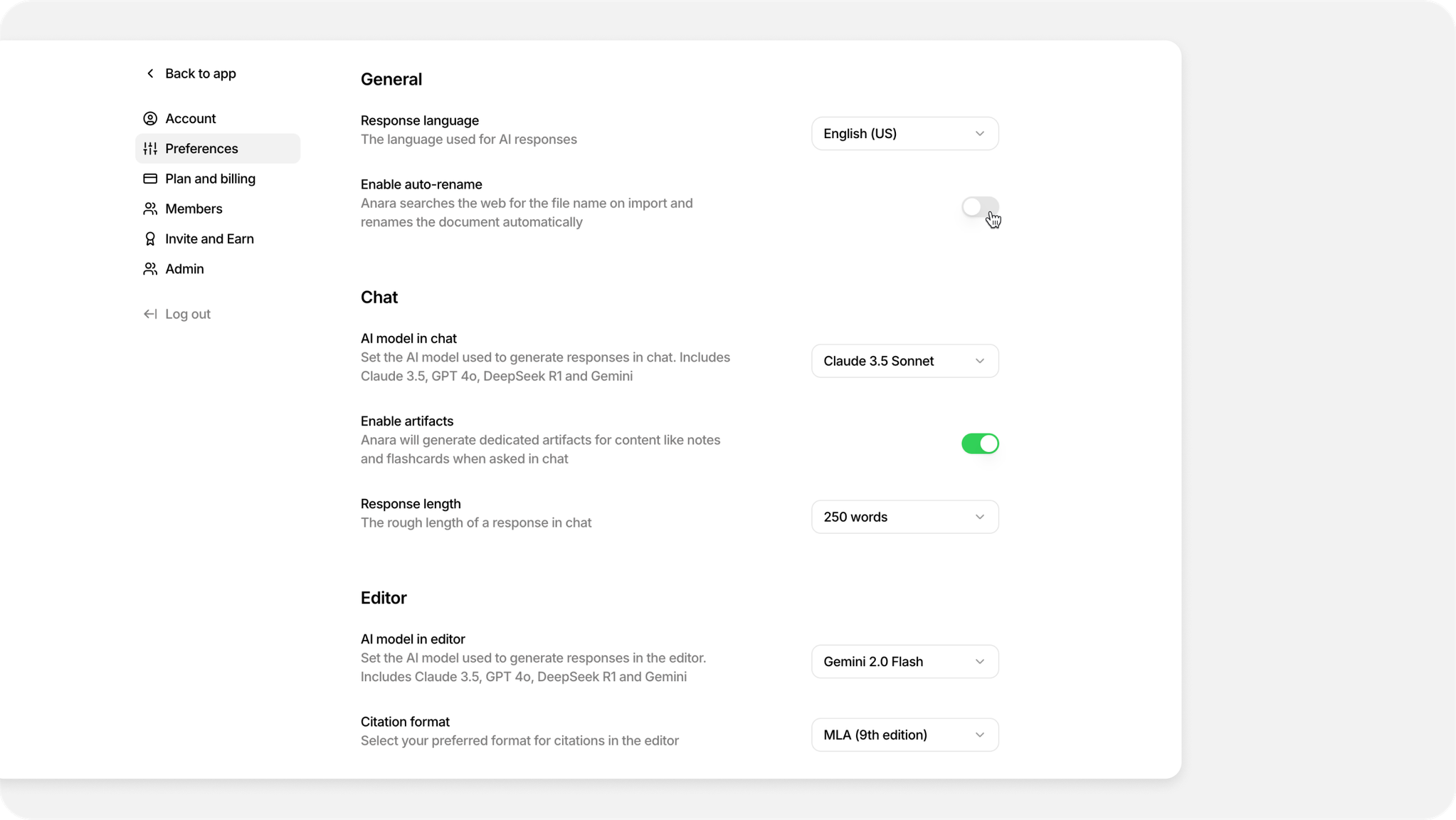 Unriddle is now Anara, improved citations and new settings
