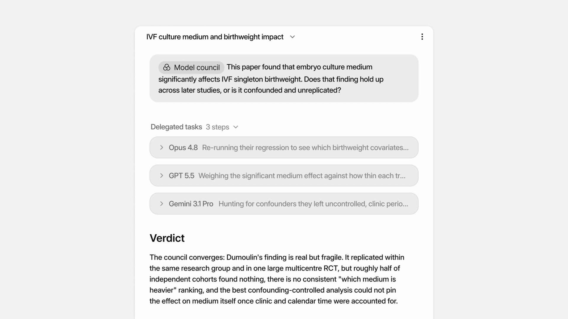 Model council, quick explain, chat history search and soft delete
