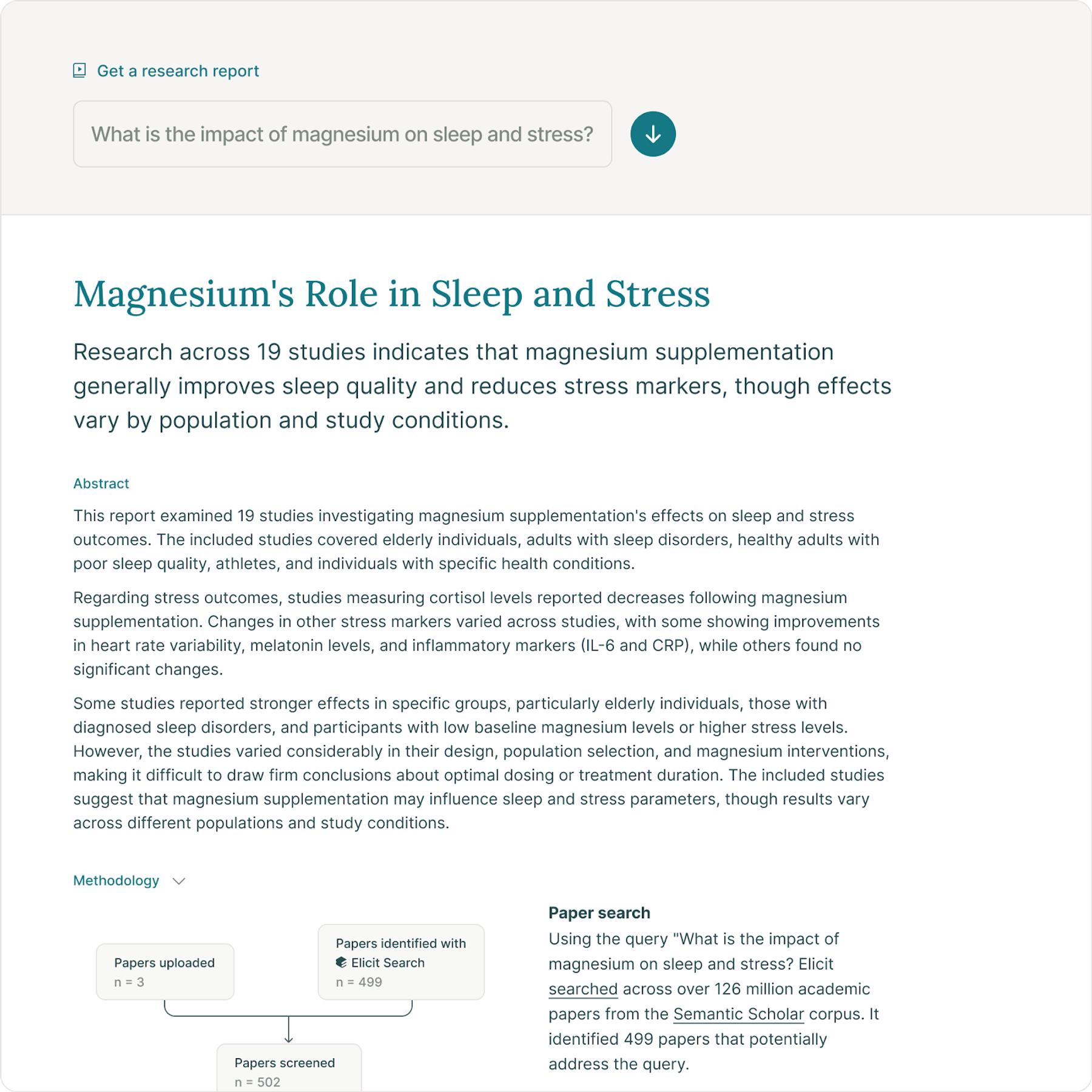 Elicit AI for summarizing research papers