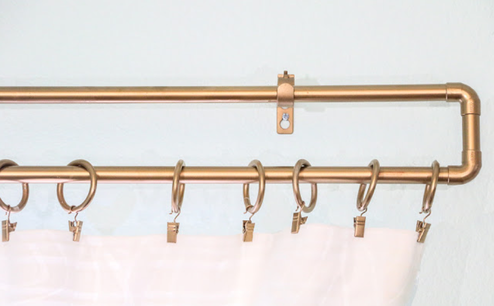 Gold pipe DIY curtain rod alternative