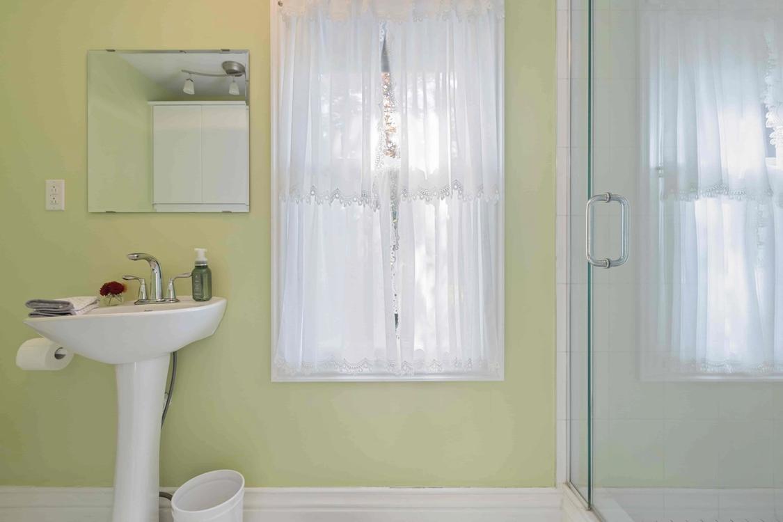 Curtains as bathroom window treatments