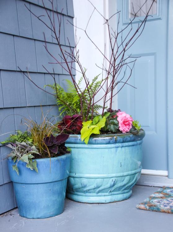 Big statement planters on a porch