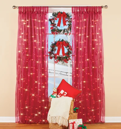 diy curtain lights backdrop for holiday photos and decor
