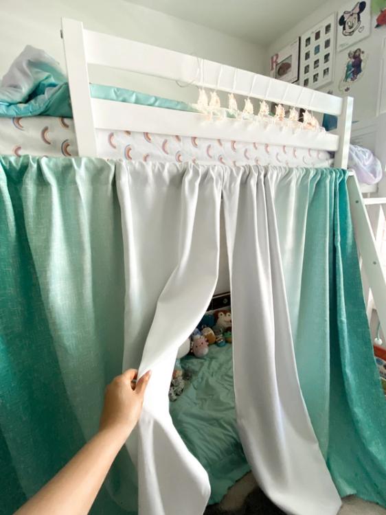 Bunk bed privacy curtains hanged with Kwik-Hang