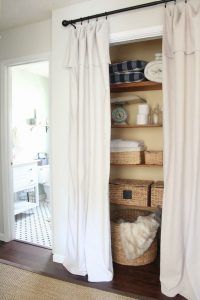 Unique Curtain Hanging Idea: Drop Cloth Closet Cover