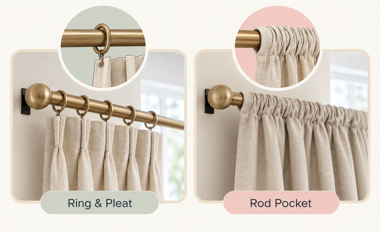 ring and pleat versus rod-pocket curtain headings