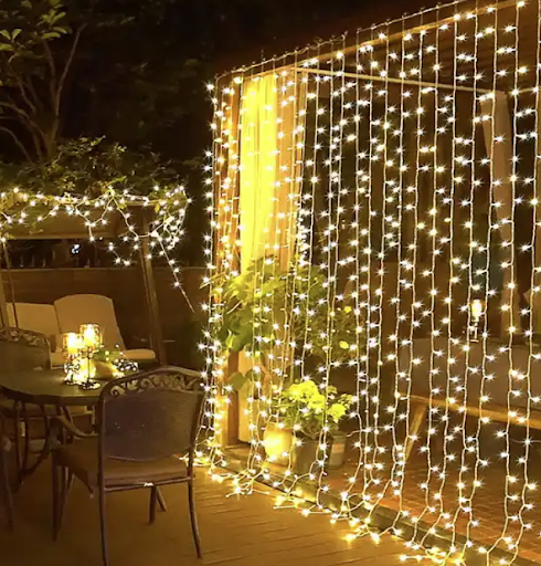 diy curtain lights backdrop for outdoor areas