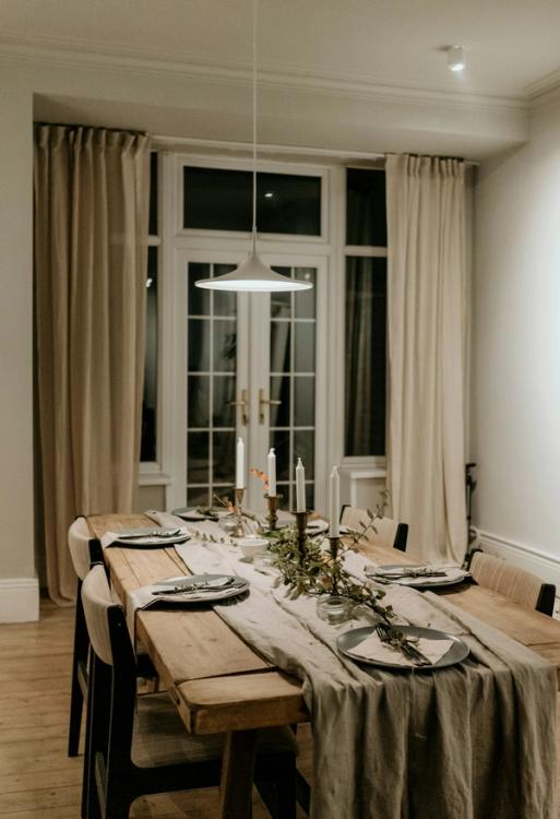 French doors with curtains