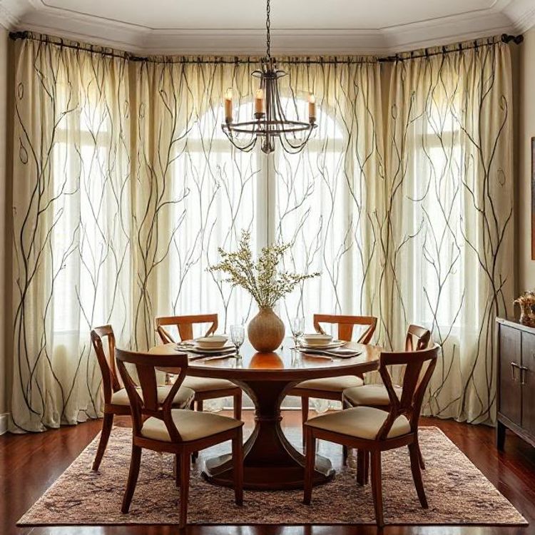  Abstract kelp dining room curtains