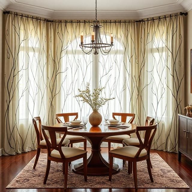Abstract kelp dining room curtains