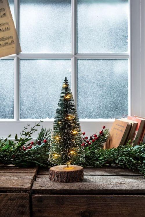 Window Decor Ideas for Christmas - Arrange Miniature Christmas Trees