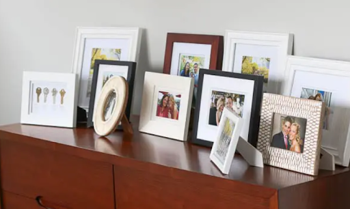 Family pictures in frames
