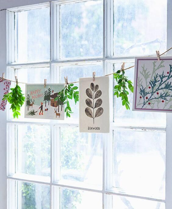 Window Decor Ideas for Christmas - Create a Christmas Card Garland