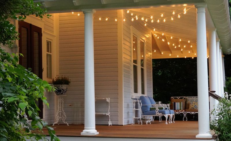 String lights on a porch
