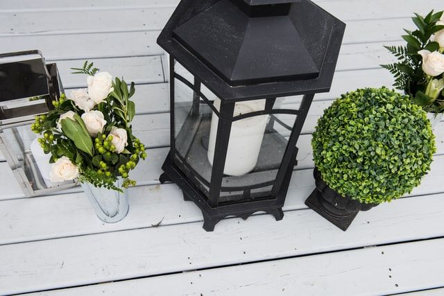 Candle lantern on balcony