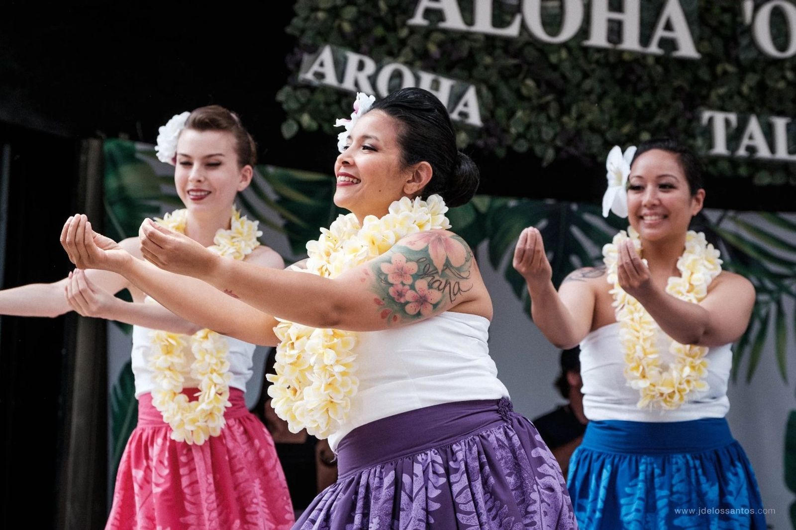 Hālau Hula I Ka Lā adult dancers at AlohaFest Toronto