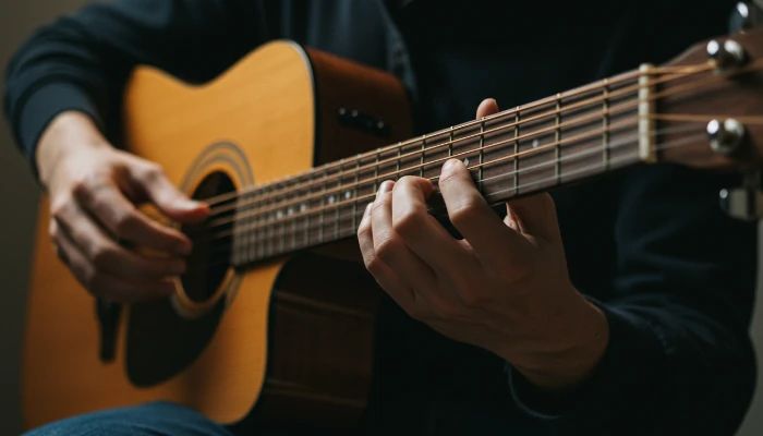 músico tocando violão aço
