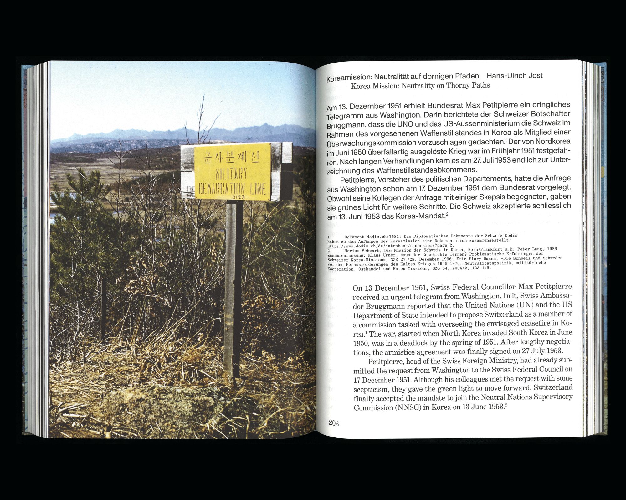 Book Design for Denise Bertschi: State Fiction. The Gaze of the Swiss Neutral Mission in the Korean Demilitarized Zone – 2021 Awarded by Most Beautiful Swiss Books 2021 – done at Nask Studio, Genève