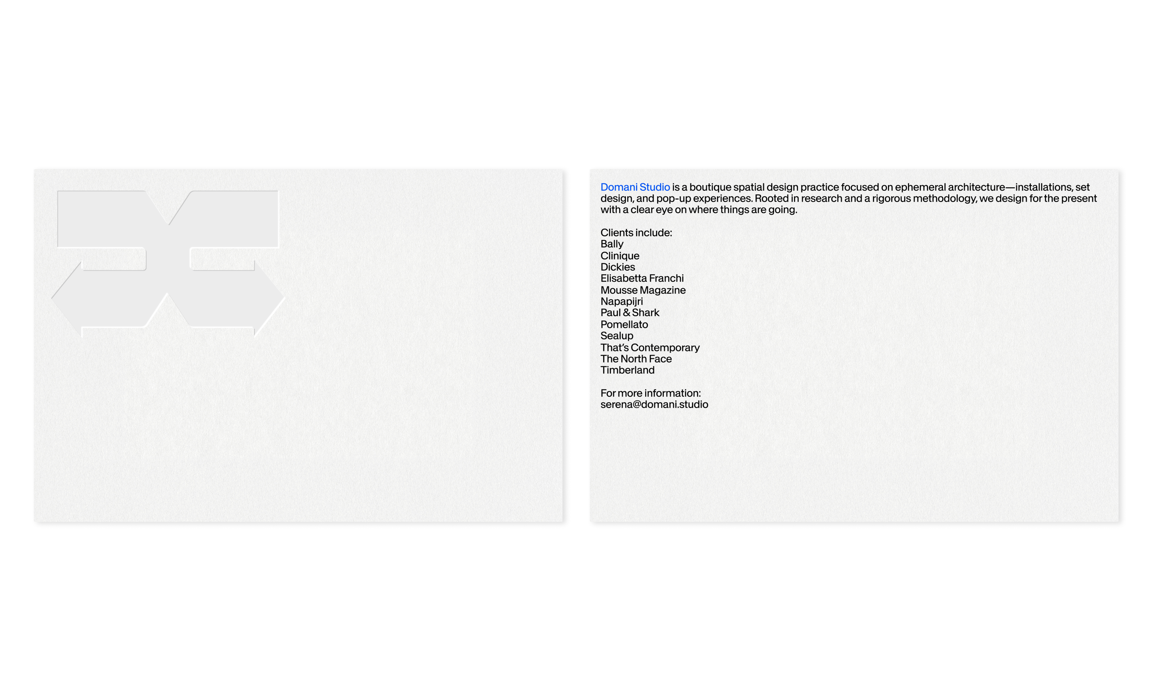 Visual Identity for Domani Studio, a boutique spatial design practice – 2026