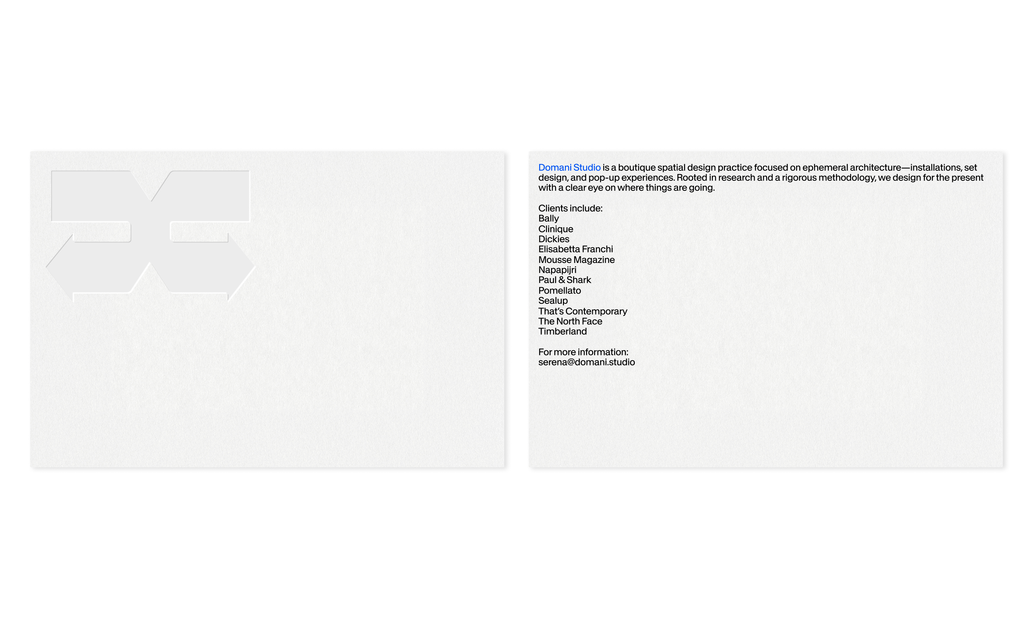 Visual Identity for Domani Studio, a boutique spatial design practice – 2026