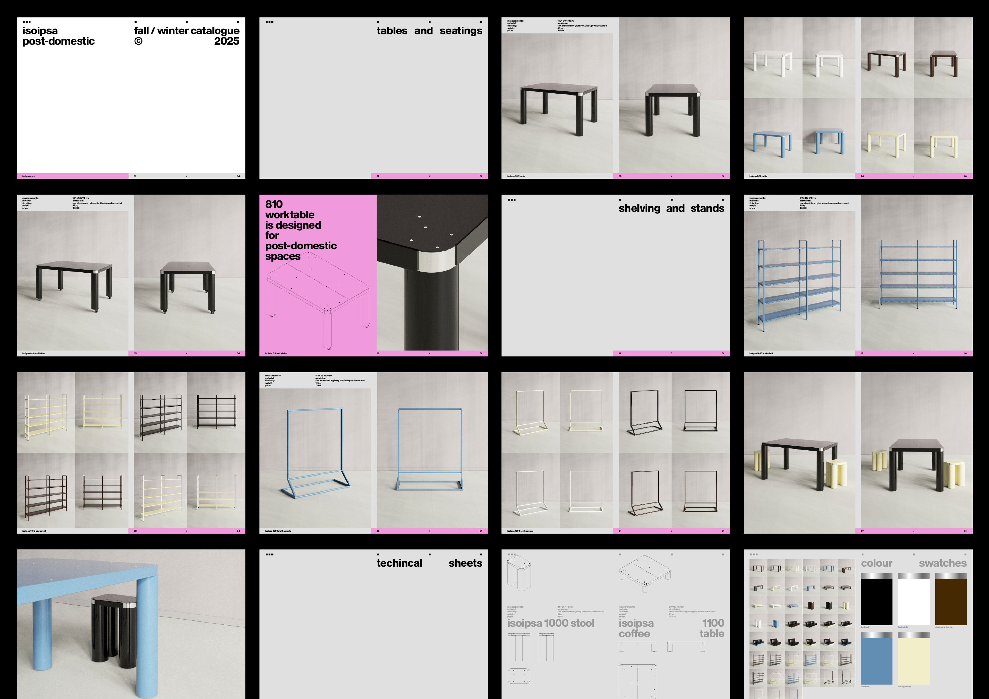 Visual Identity for isoipsa. glossy painted aluminium furniture for post-domestic environments – 2025