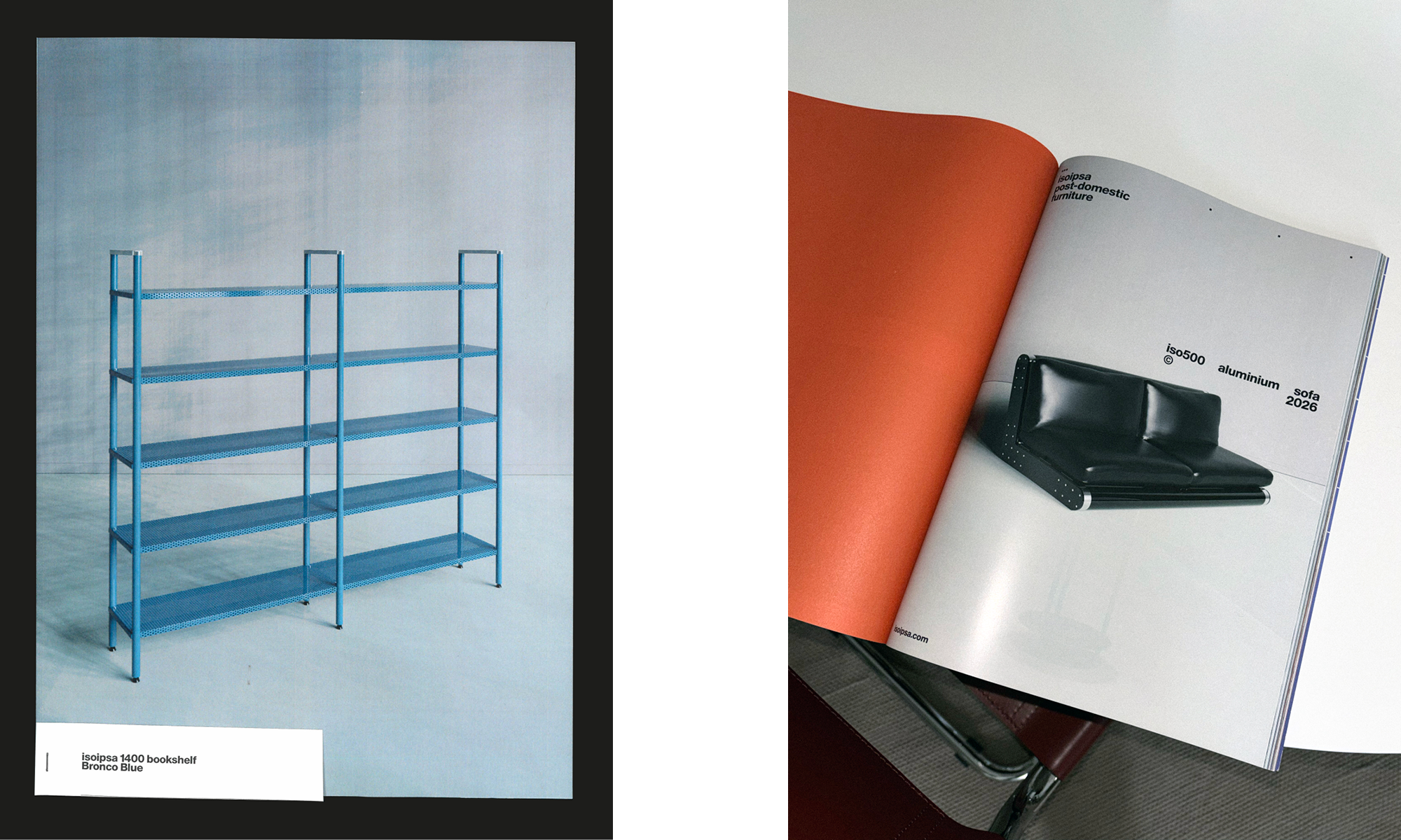 Visual Identity for isoipsa. glossy painted aluminium furniture for post-domestic environments – 2025