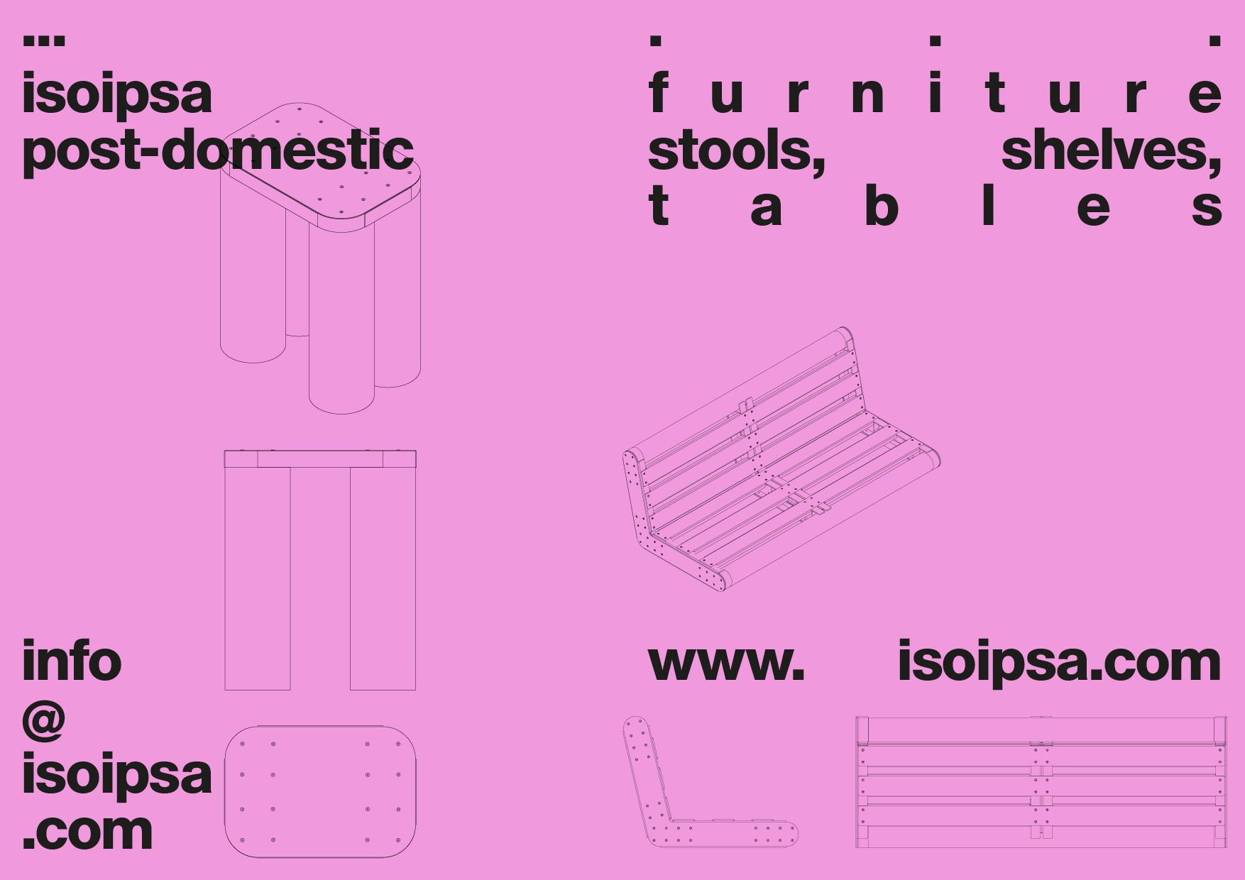 Visual Identity for isoipsa. glossy painted aluminium furniture for post-domestic environments – 2025