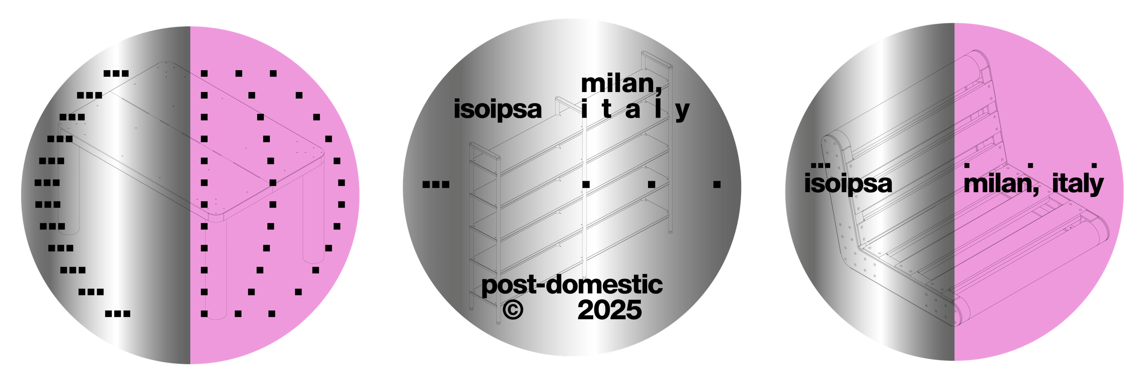 Visual Identity for isoipsa. glossy painted aluminium furniture for post-domestic environments – 2025