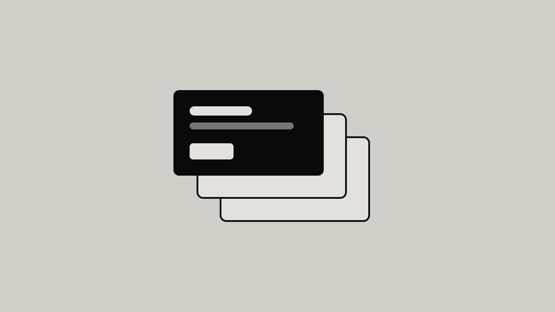 Illustratie van drie gestapelde lagen, de bovenste donker met een eenvoudige interface.