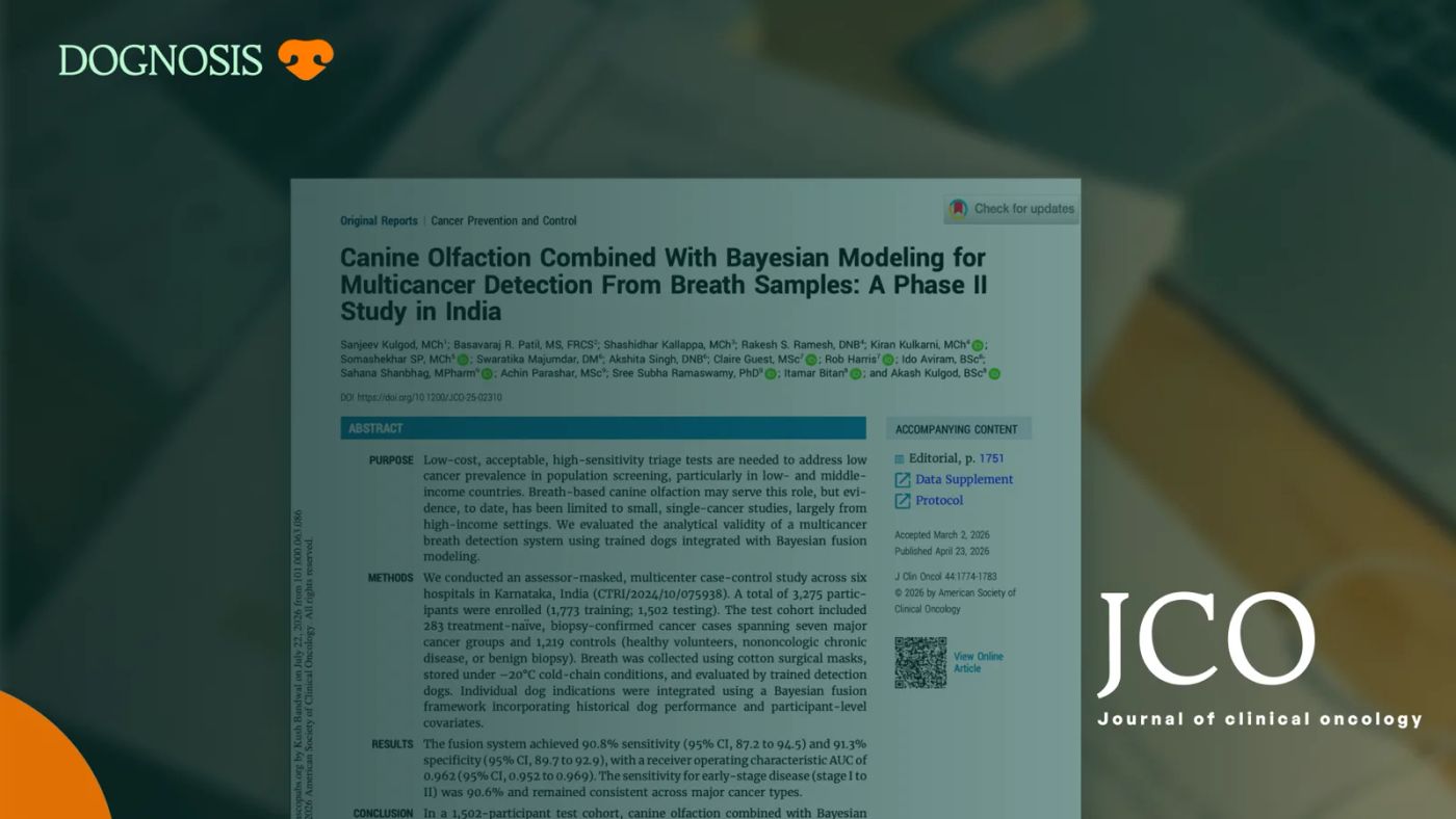 The first page of the Dognosis study in the Journal of Clinical Oncology