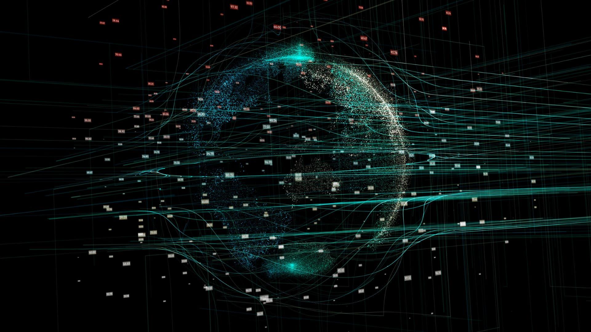World surrounded by data flows