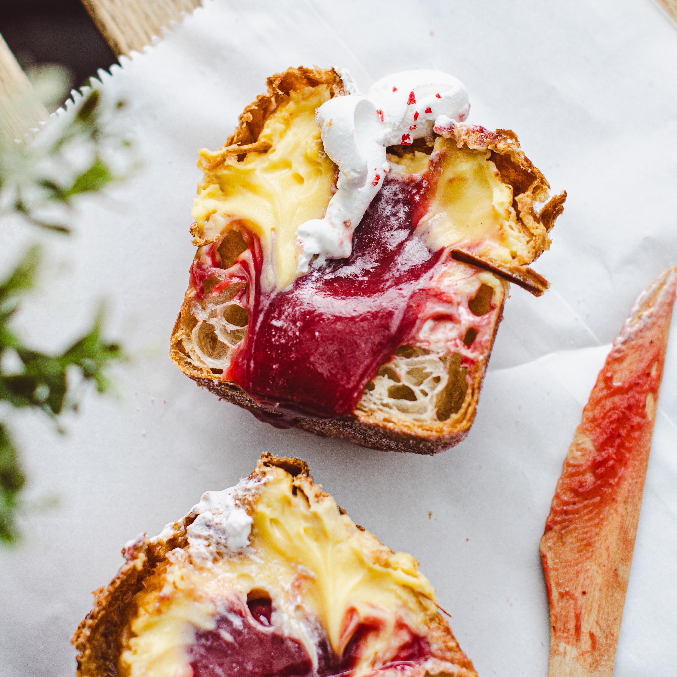 Strawberry & Custard Cruffin
