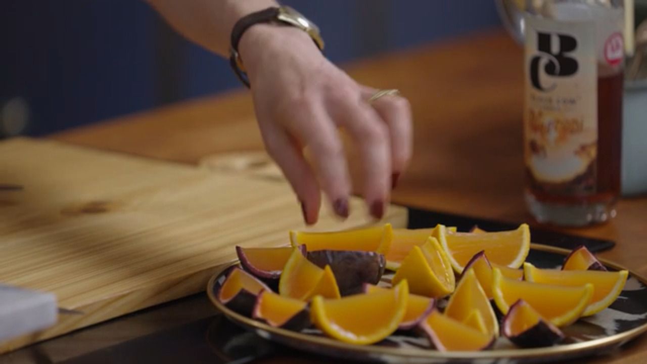 Orange and passion fruit cocktail jellies