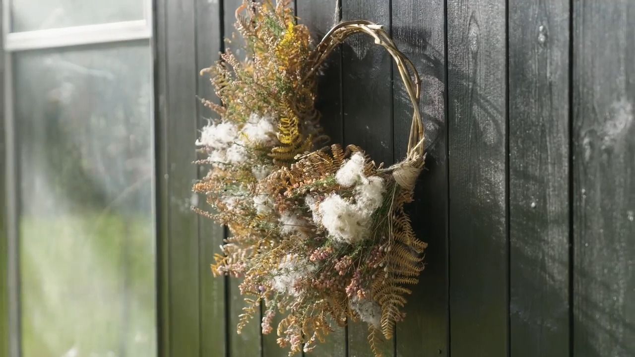 A wreath with foraged material