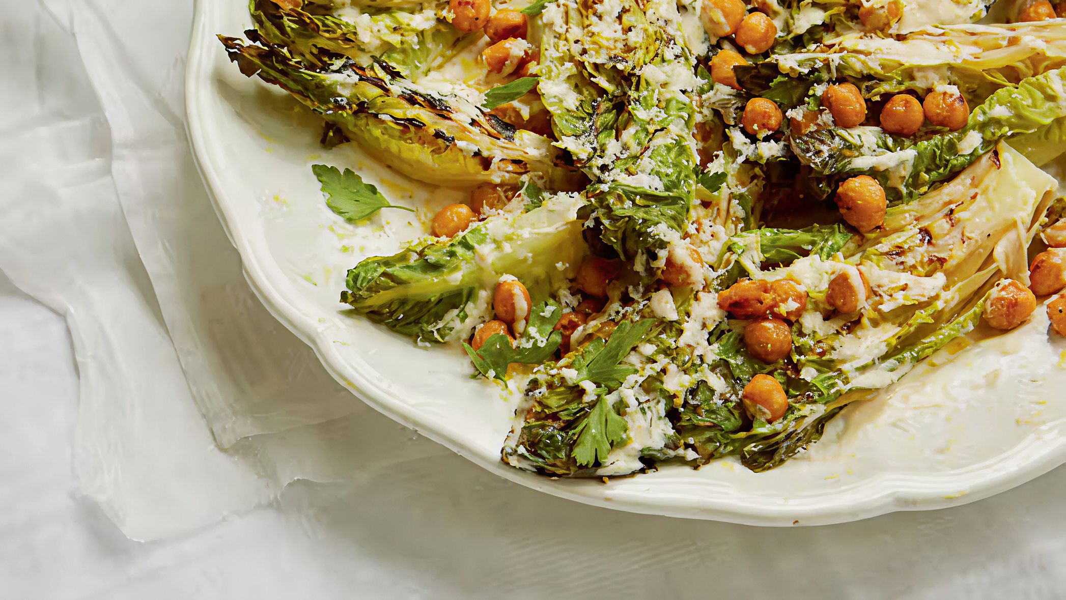 Crispy chickpea ceaser salad