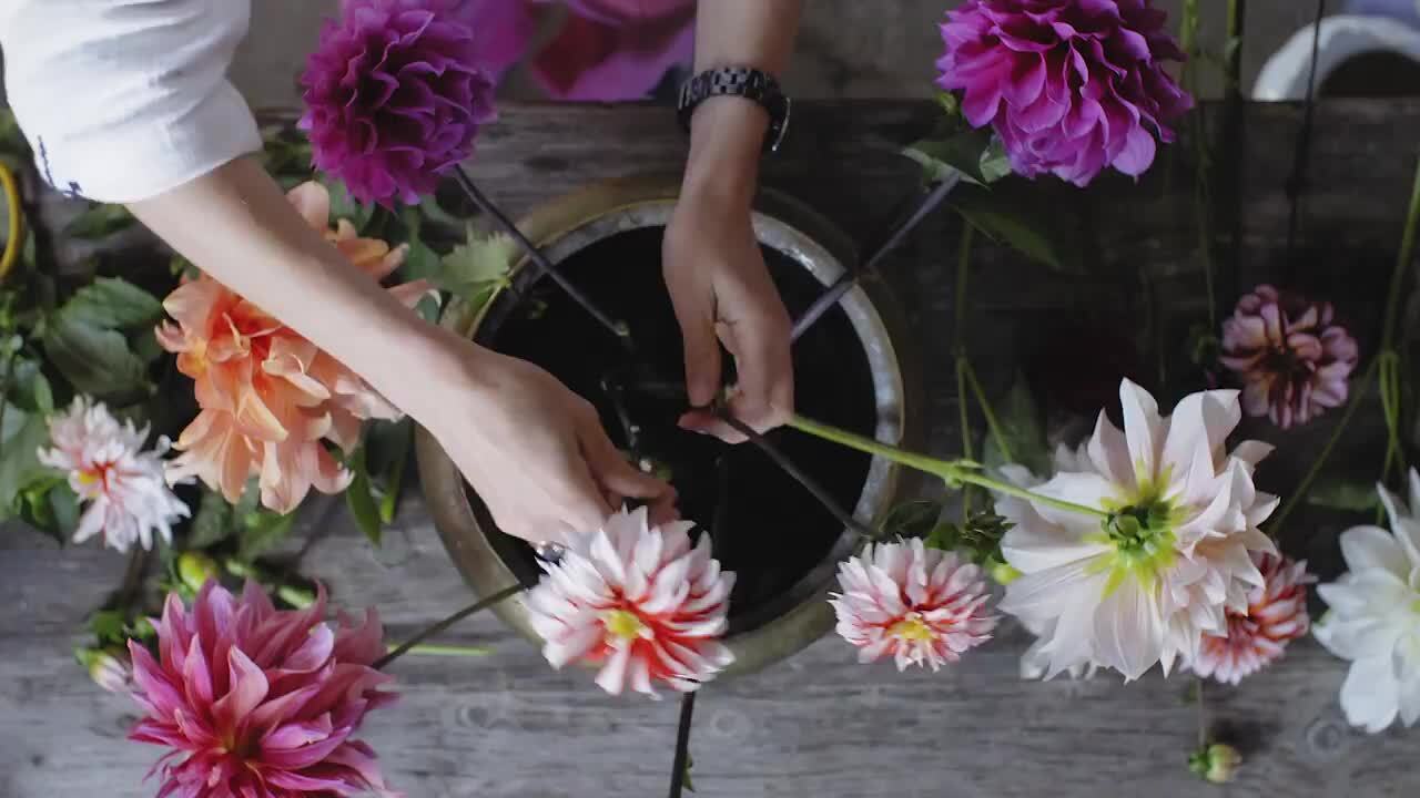 A large dahlia arrangement