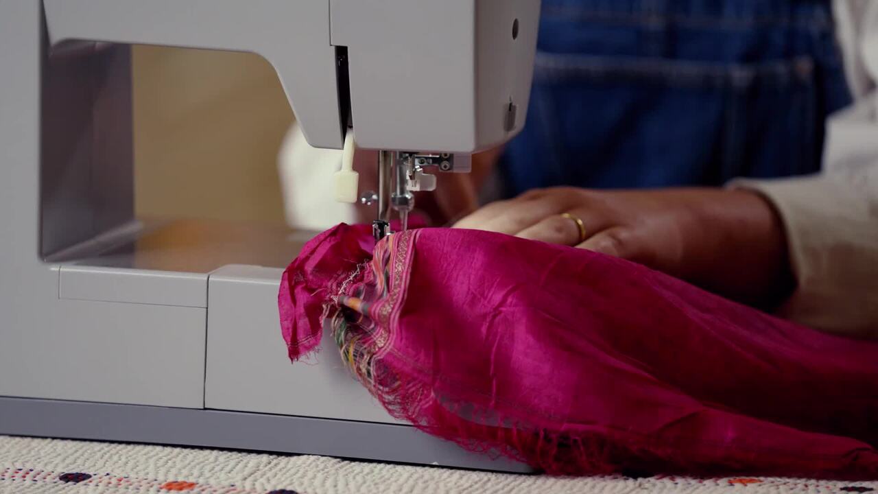 Gathering the fabric with a sewing machine