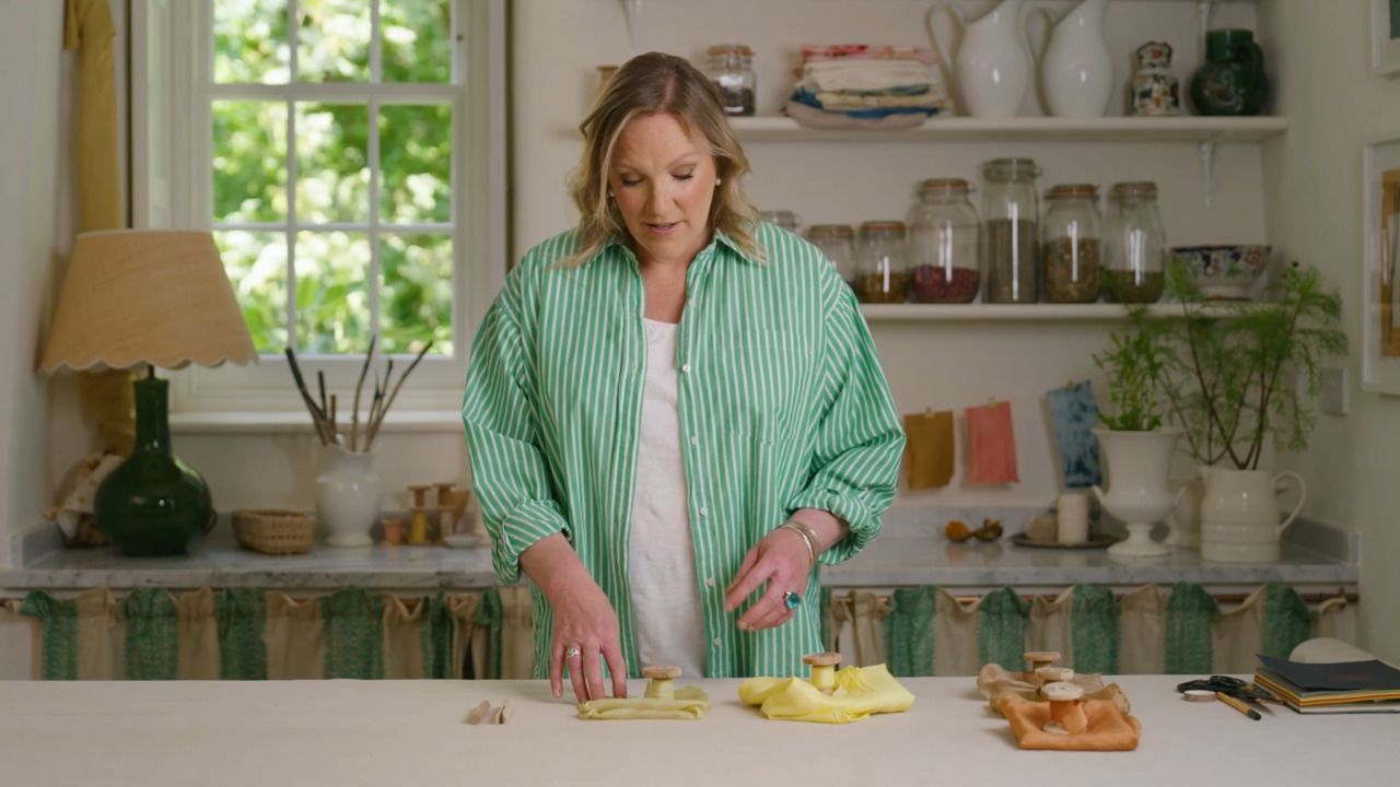 The finished madder and coreopsis ribbons