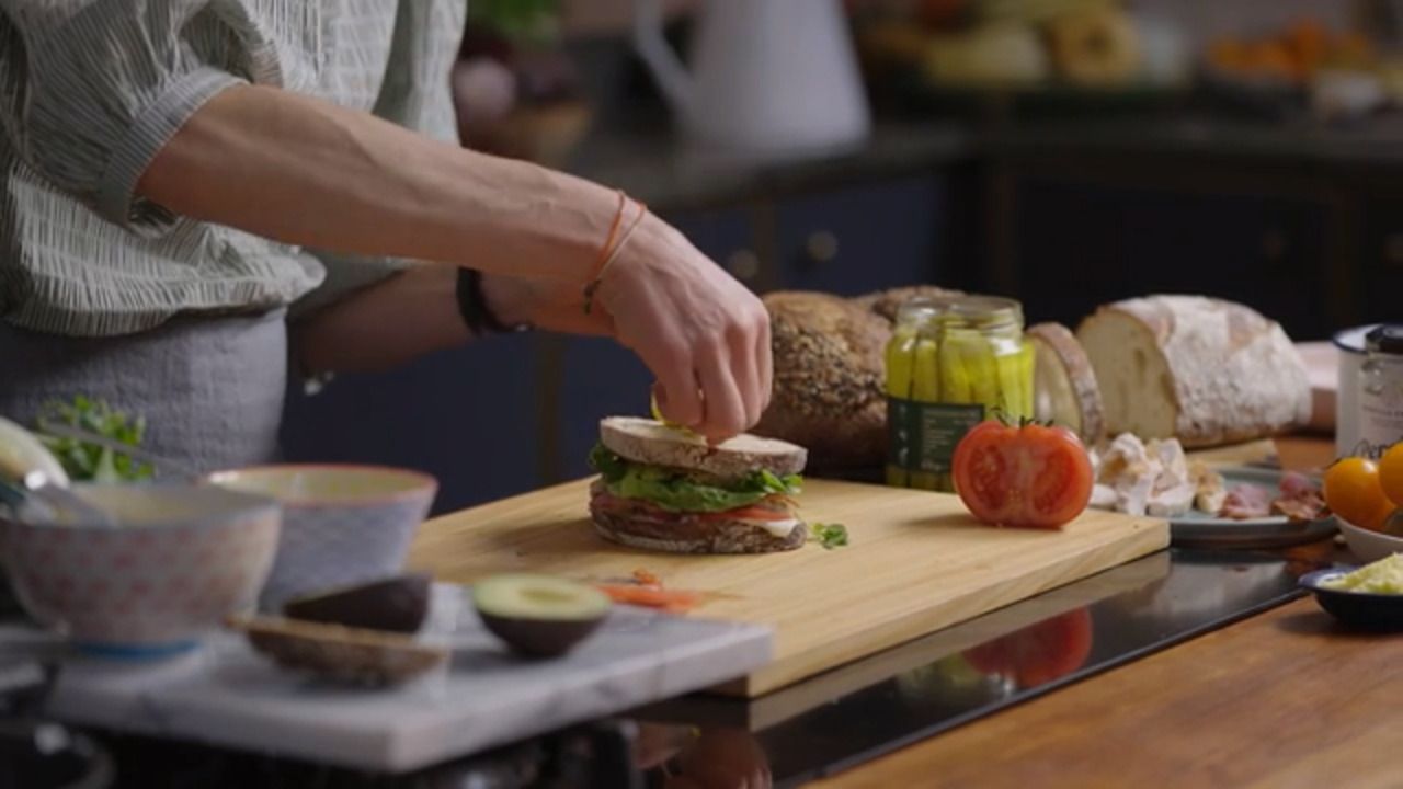 The ultimate club sandwich with chipotle mayo