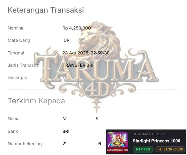 BUKTI JACKPOT TARUMA4D