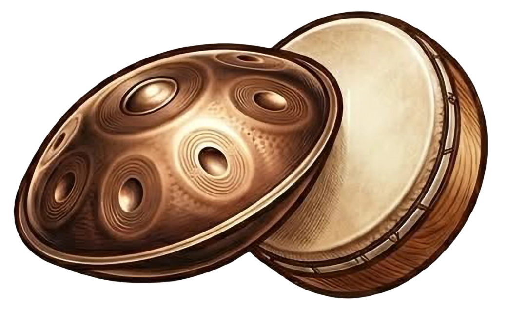 Handpan i bęben obręczowy