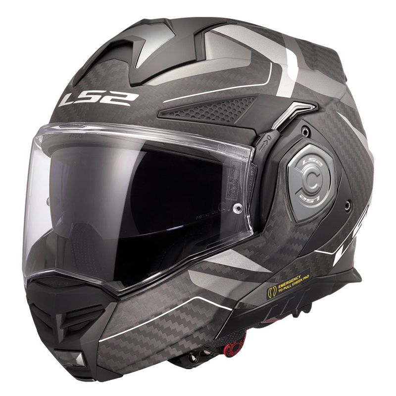 Kaciga LS2 Flip Up FF901 ADVANT X CARBON HORIZON hrom siva sa naočarima - 1