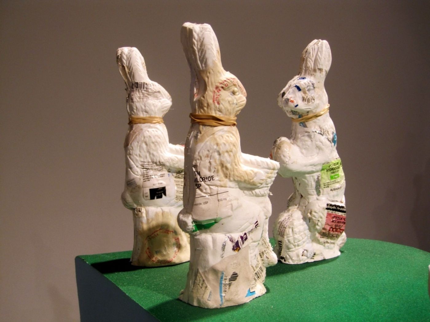 HOPPING HILLS, THE PHARMACEUTICAL LANDSCAPE_______pill bottles melt into the form of Easter Bunnies, wood, foam / 250X 300X 150 cm / 2009