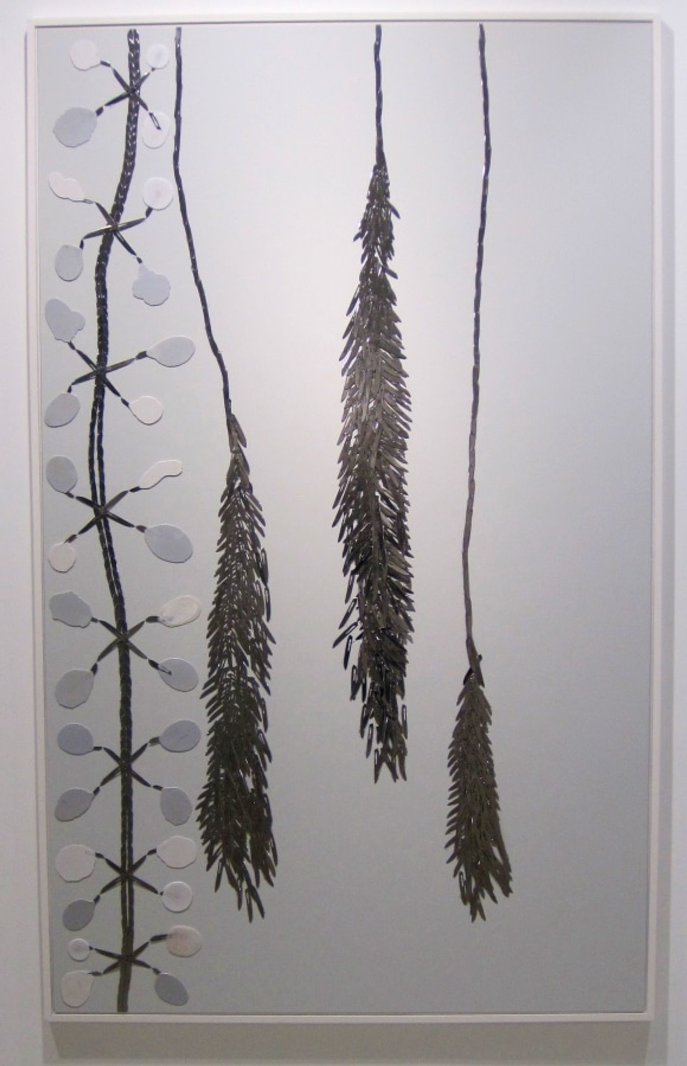 THE DANGER IS ALL MINE_______three panels 122 x 200 cm each, scalpel blades, melted pill bottles on aluminum composite panel